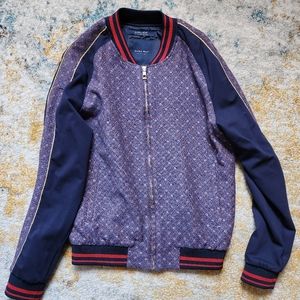 Zara Man Bomber Jacket with Paisley Print and Gold Piping